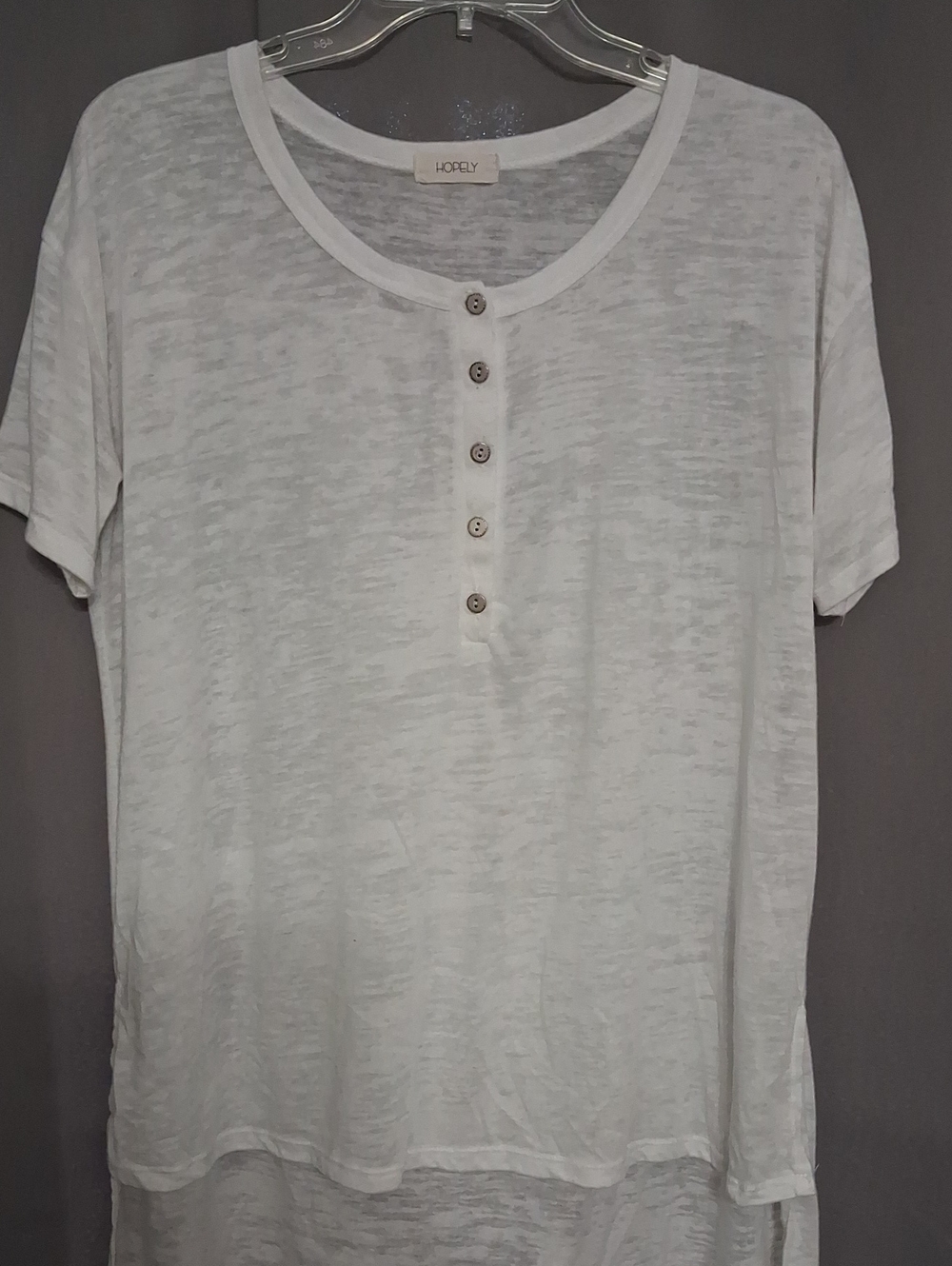 HOPELY White Short-Sleeve Henley Blouse